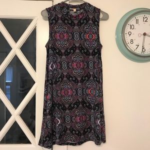 Pink Rose High Neck Sleeveless T-Shirt Dress